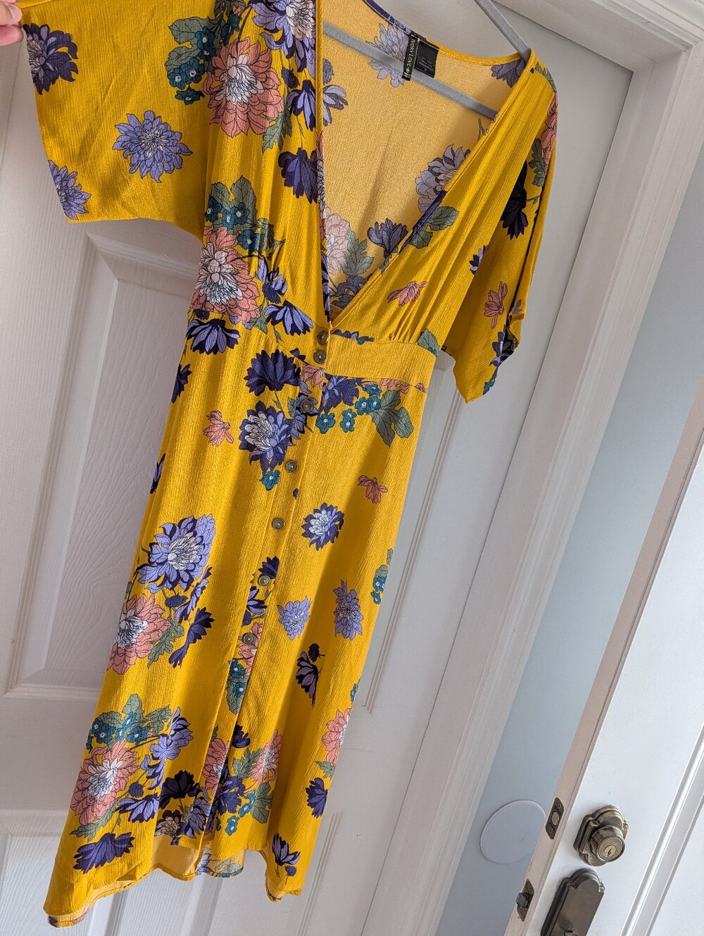 Ivory Love Mustard Yellow Floral Maxi Dress - Boho Wrap Style-Small